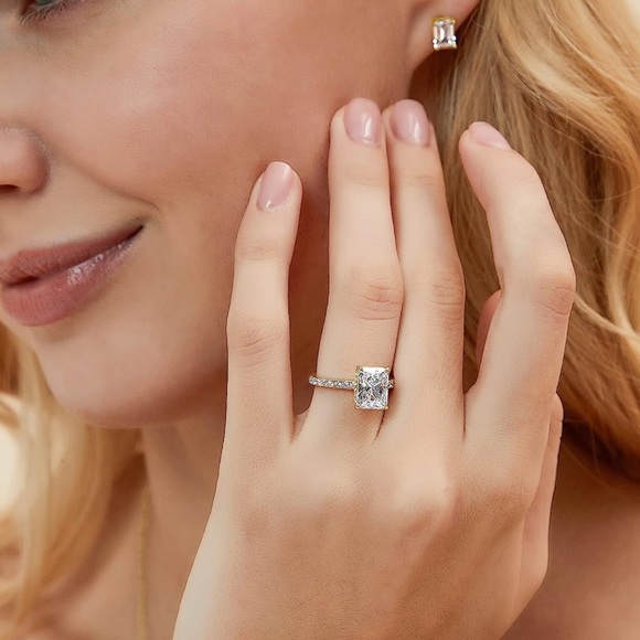 3 Carat Radiant Cut Hidden Halo Diamond Ring - Picture 6 of 8